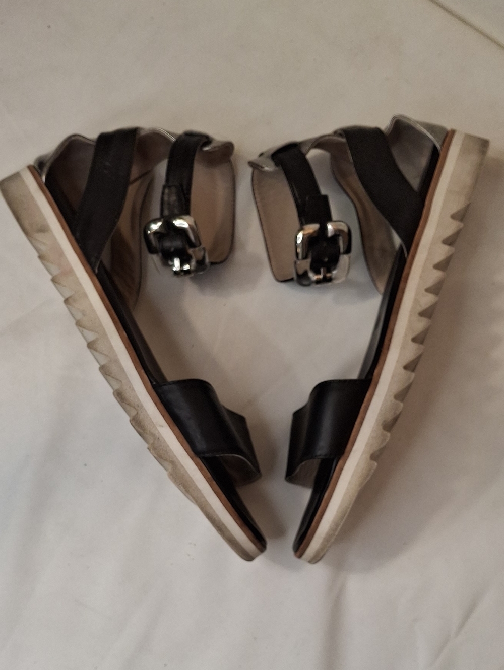 Agl Black Leather Gladiator Ankle-Strap Sandals. Made In Italy.Lightly Worn.